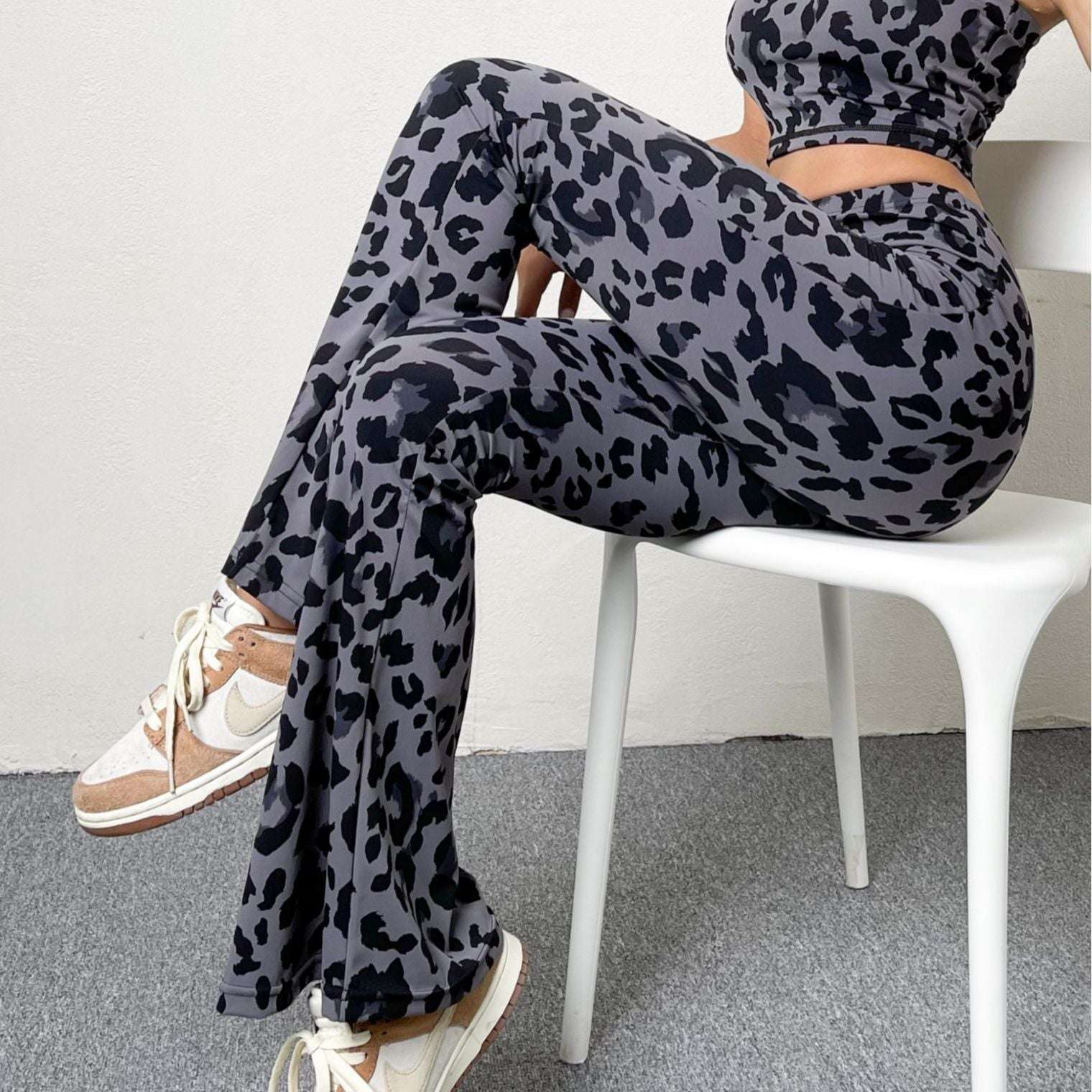 European And American Leopard Print Flared Pants - globaltradeleader