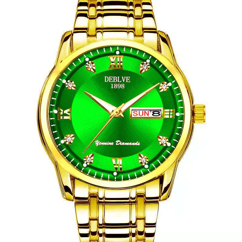 Fashion Alloy Steel Belt Waterproof Luminous Men's Dual Calendar Watch - globaltradeleader