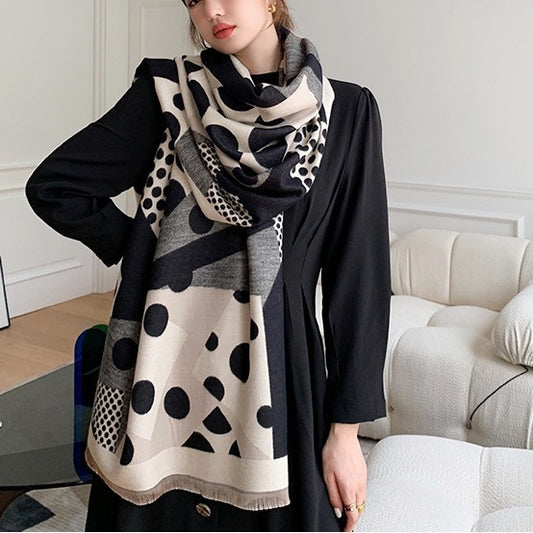Casual Polka Dot Artificial Cashmere Warm Printing Long Scarf Shawl - globaltradeleader