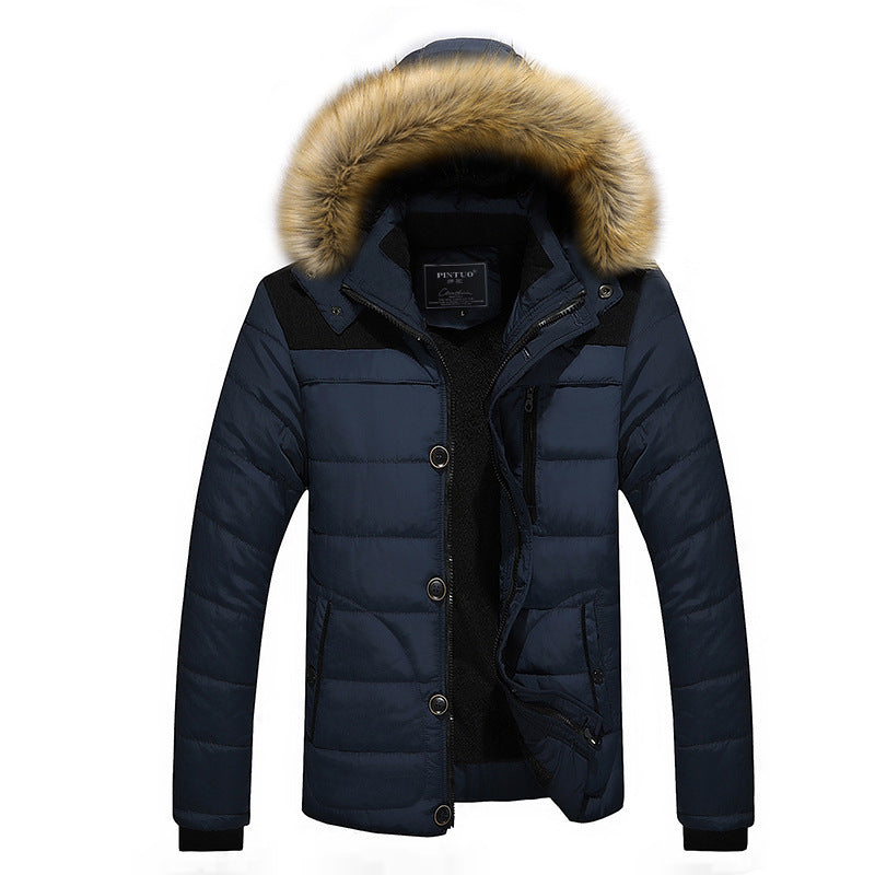 Men's Fur Hooded Coat Winter Thick Fleece Jacket Cotton Clothing - globaltradeleader