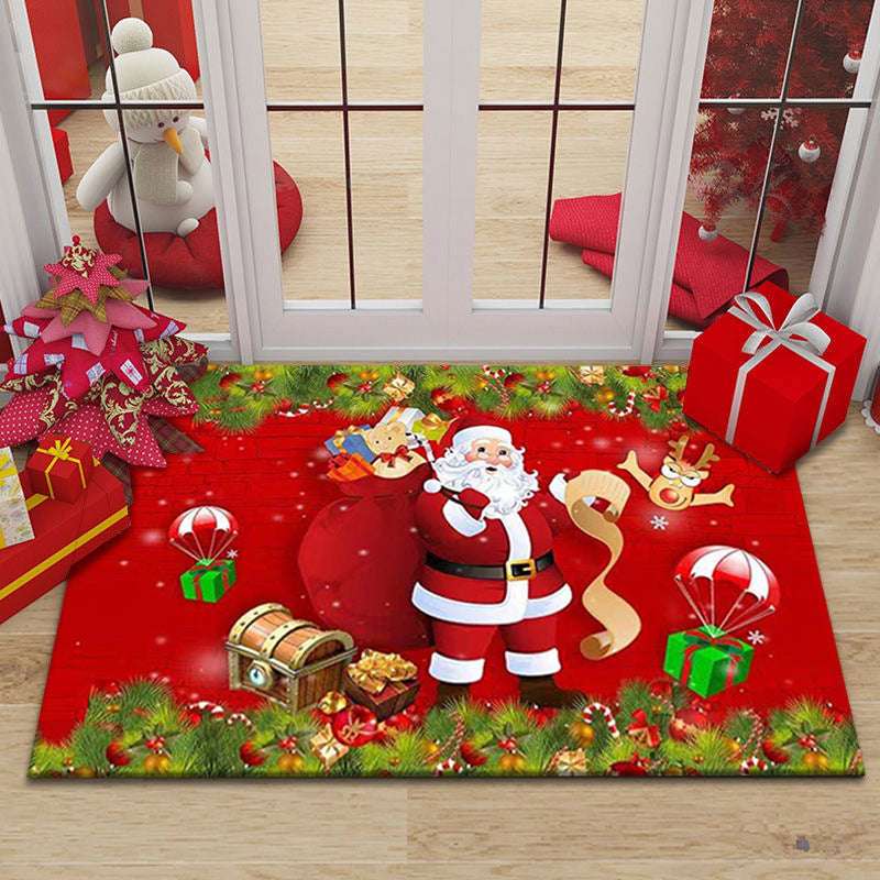 Christmas Carpet Living Room Festive Red Floor Mat
