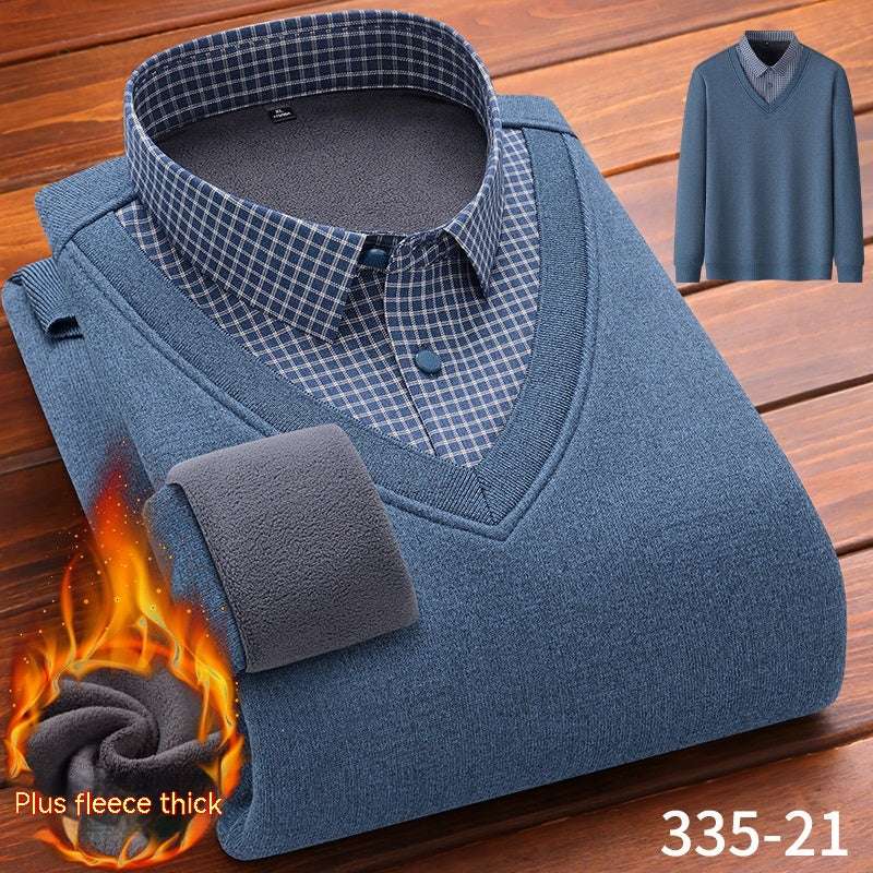 Winter Fleece False-two-piece Warm Shirt