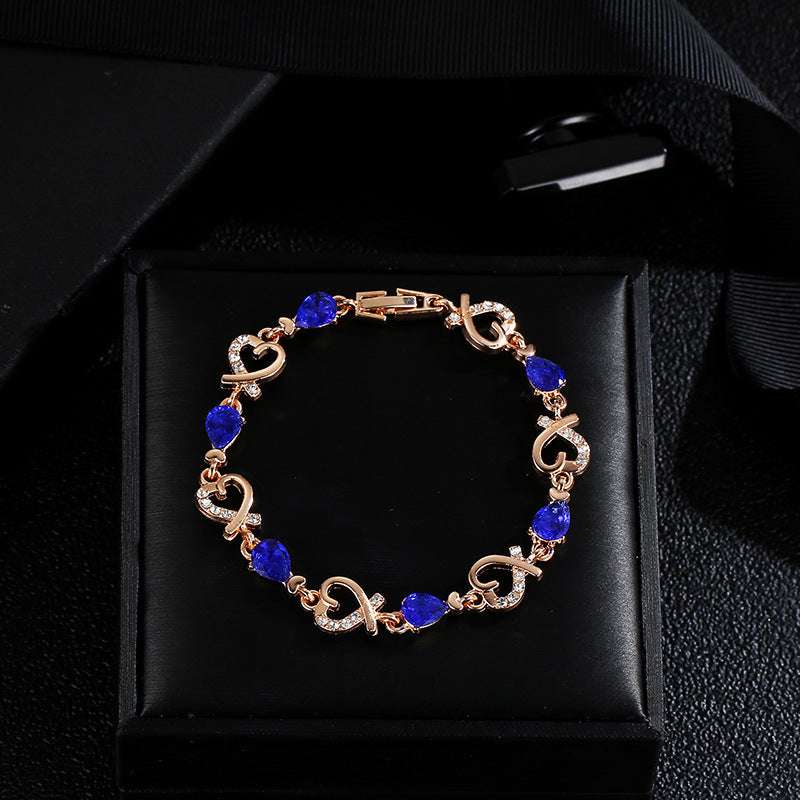 Hollow Love Bracelet With Rhinestones Fashion Temperament Heart-shaped Bracelet For Valentine's Day Gift Jewelry - globaltradeleader