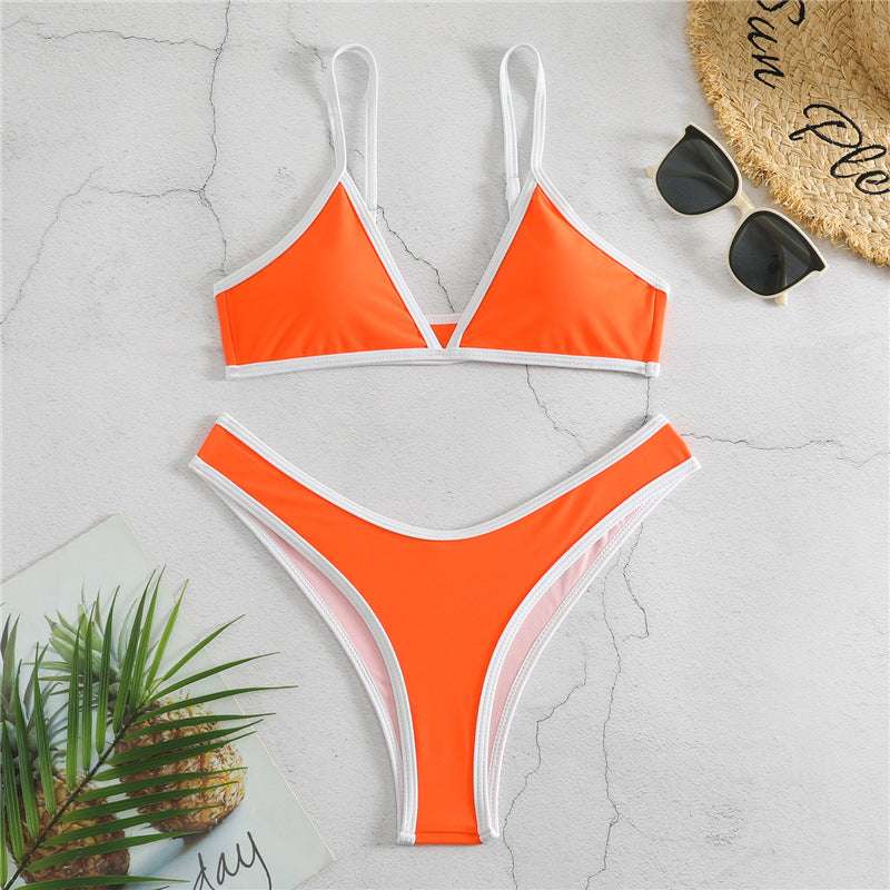 Europe And The United States Sexy Split Bikini Ladies Swimsuit Fashion Cute Solid Color Triangle BIKINI Swimsuit - globaltradeleader