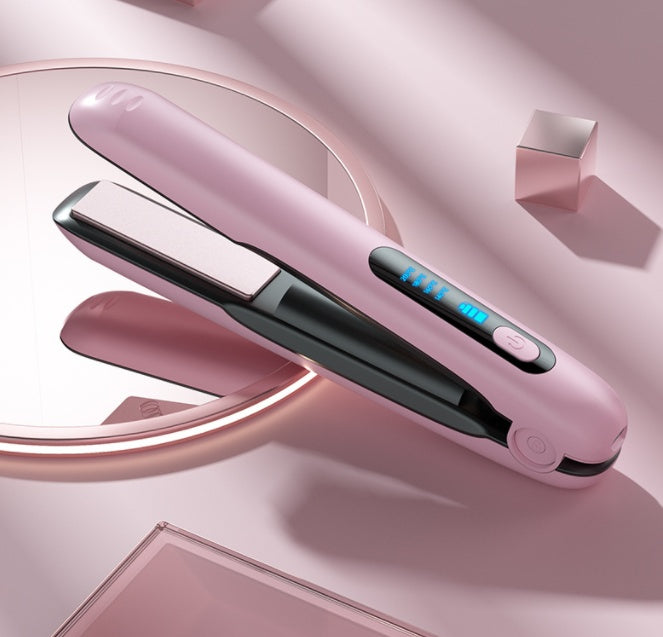 Wireless Hair Straightener Flat Iron Mini 2 IN 1 Roller USB 5000mAh Max 200 Degree Portable Cordless Curler 4 Levels Dry And Wet Uses - globaltradeleader