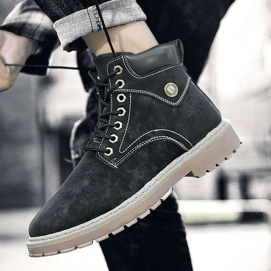 Fashion Trend Simple Personality Tooling Boots Round Toe British Men's Boots - globaltradeleader