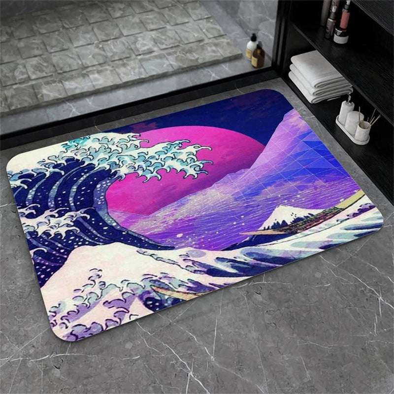 Nordic Light Luxury Marbling Diatom Ooze Absorbent Non-slip Floor Mat Toilet Door Quick-drying Feet - globaltradeleader
