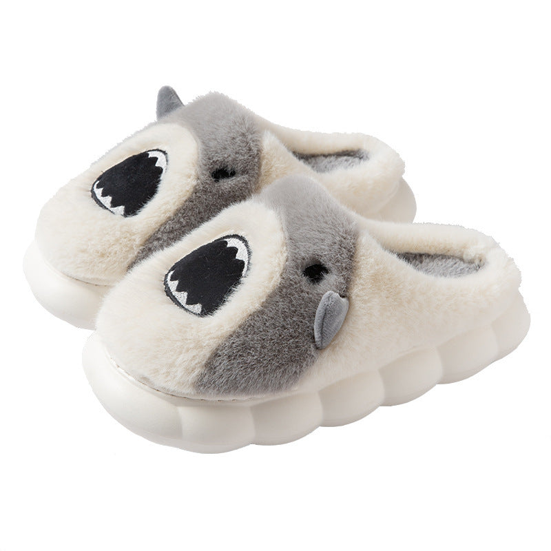 Shark Slippers Cute Cartoon Warm Winter Plush Fuzzy Shoes Women - globaltradeleader