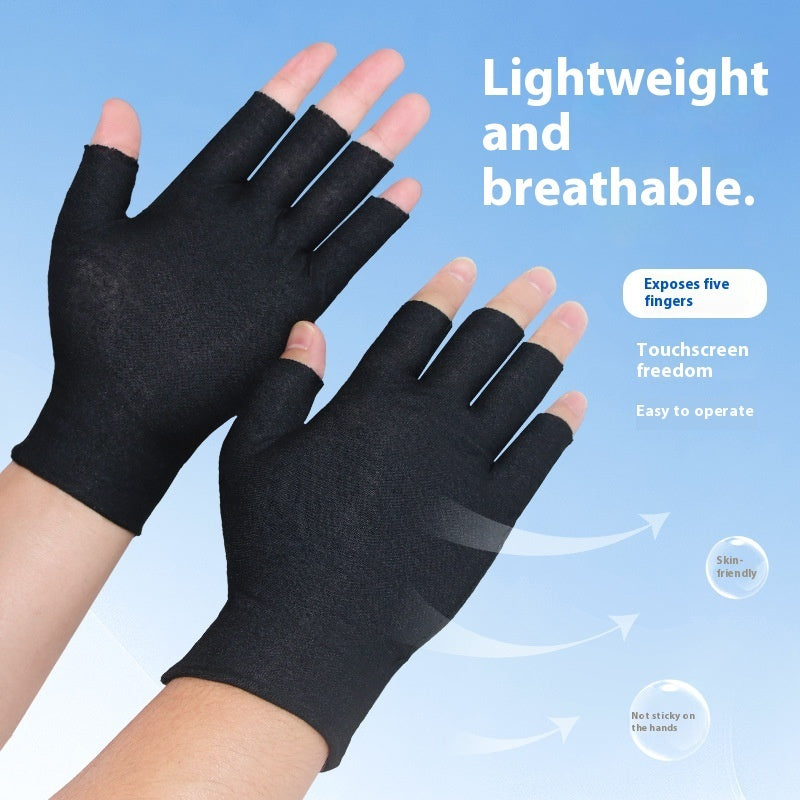 Exposed Five-finger White Cotton Gloves Half-finger And Breathable Sweat-absorbent Thin - globaltradeleader