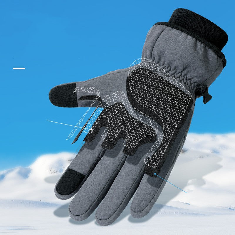 Warm Winter Ski Gloves For Men Outdoor Cycling With Fleece Thickened