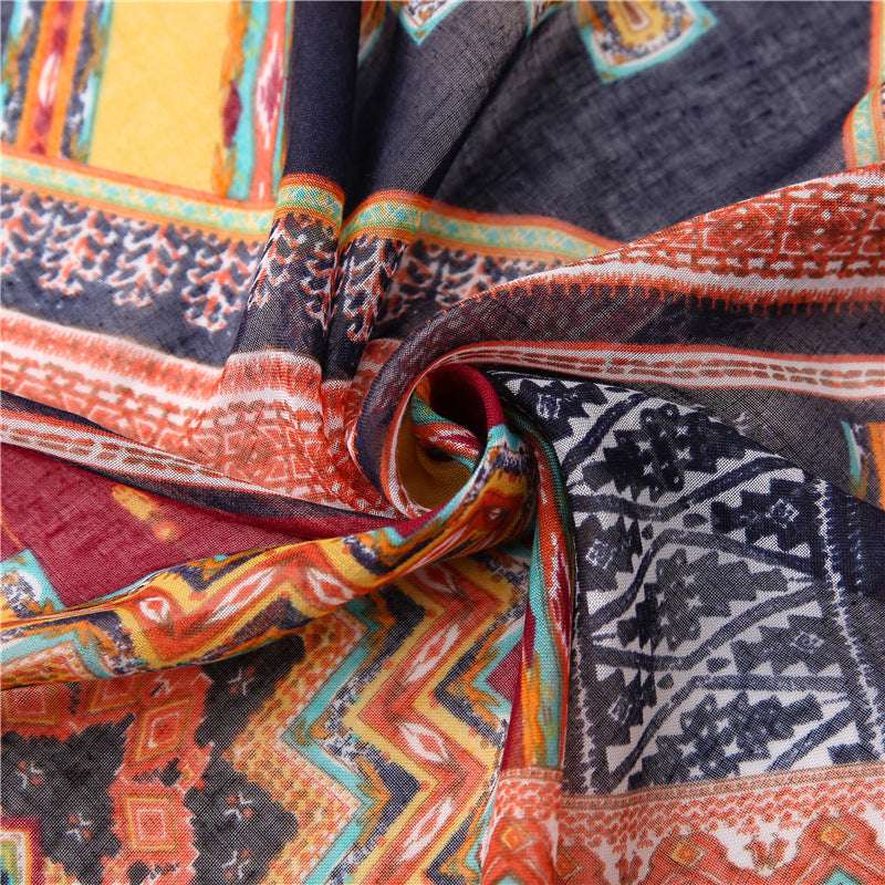Bohemian Colorful Geometric Diamond Print Scarf
