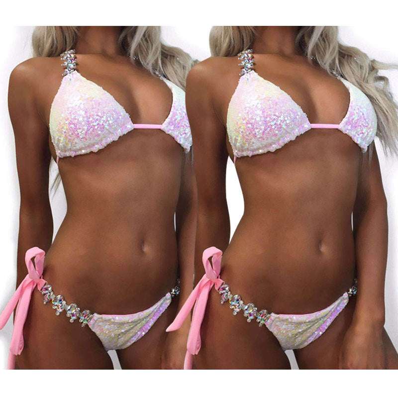 Gradient Sequins Rhinestone Swimsuit Suit Women Bikini - globaltradeleader