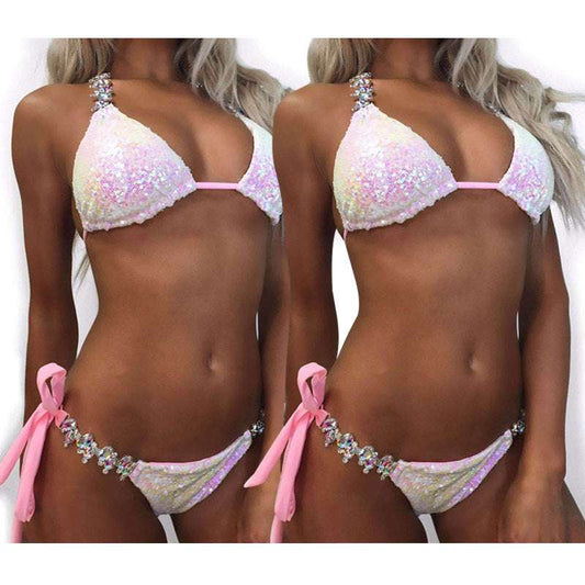 Gradient Sequins Rhinestone Swimsuit Suit Women Bikini - globaltradeleader