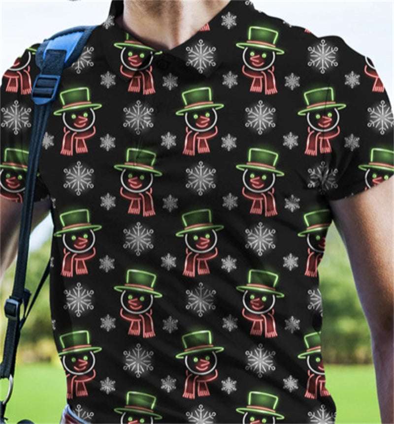 Men's Camouflage 3D Printed PoLo Shirt Fashion Button Lapel Short Sleeves