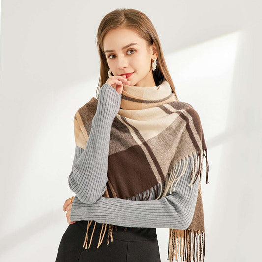 Artificial Cashmere Scarf Thickened Warm Tassel Shawl