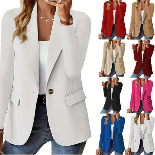 Ins Lapel Button Jacket Fashion Commuter Casual Suit Jacket Women's Long-sleeved Tops Outwear Clothing - globaltradeleader
