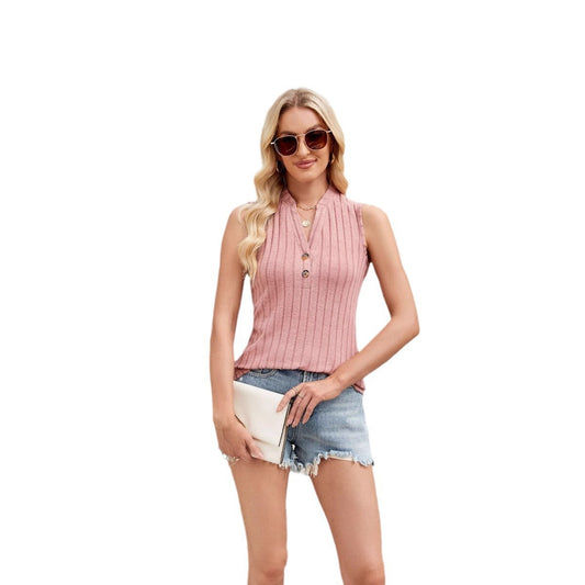Women's Sleeveless Solid Color Knitted Vest - globaltradeleader