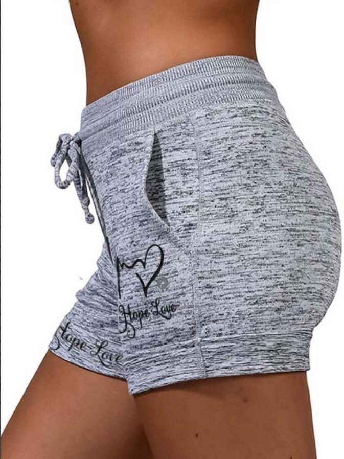 European And American Ladies Faith Hope Love Printed Lace-up Shorts - globaltradeleader