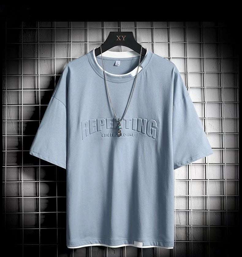 Fake Two-piece Casual Bottoming Shirt Summer Short-sleeved