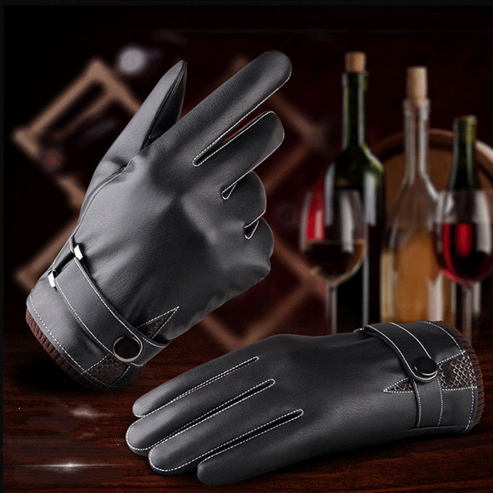 Men's Autumn And Winter Leather Touchpad Sensible Gloves Wool Warm - globaltradeleader