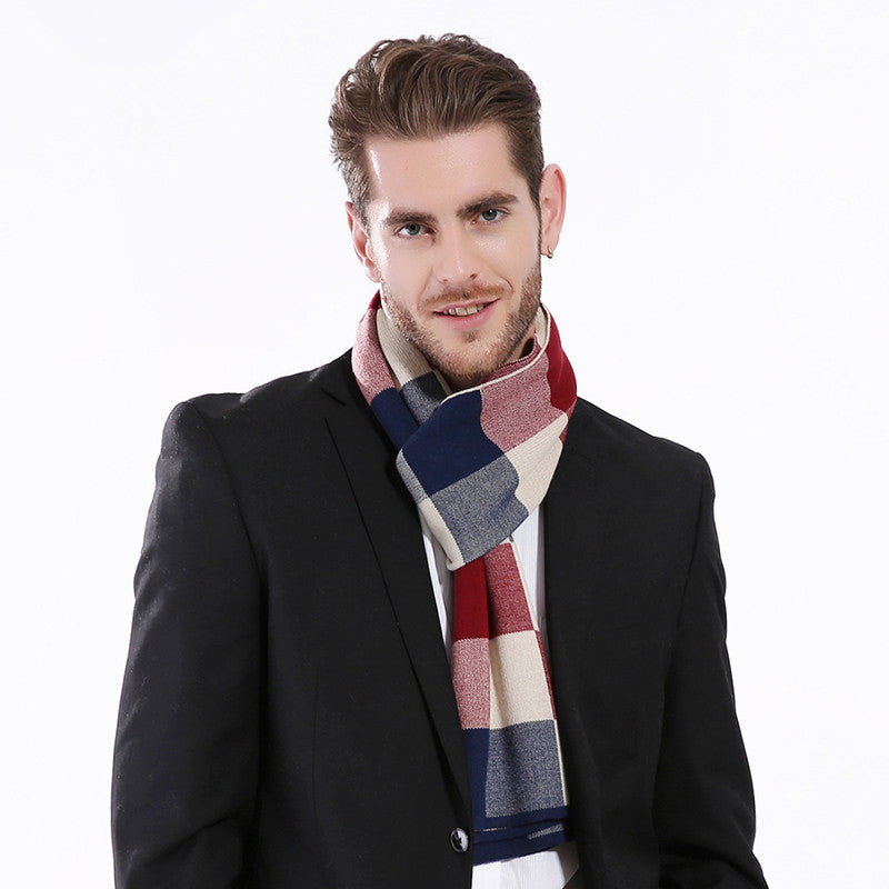 Classic And Fashionable British Checked Cashmere Scarf For Men's Warmth