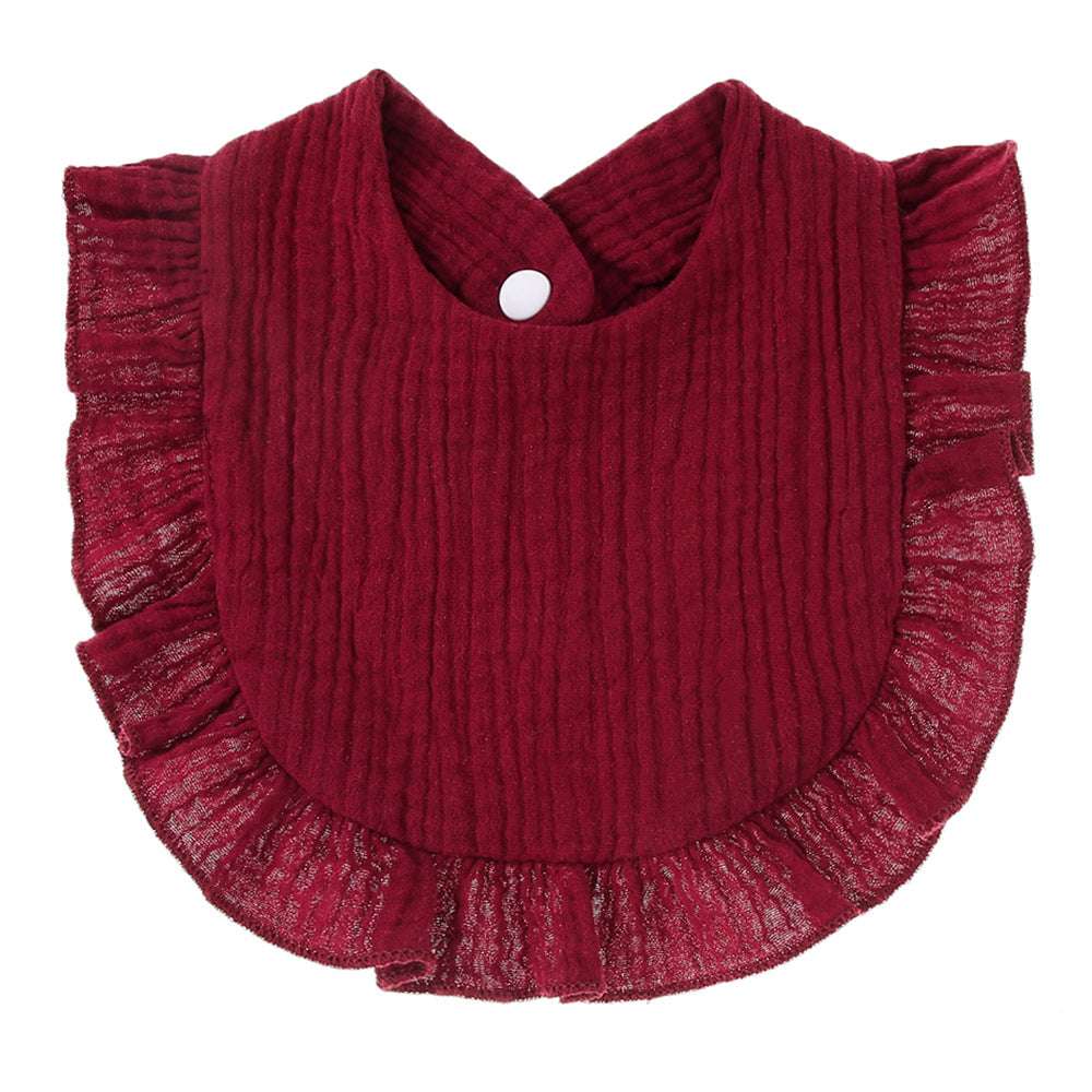 Ruffled Cotton Gauze Lace Bib Saliva Pocket