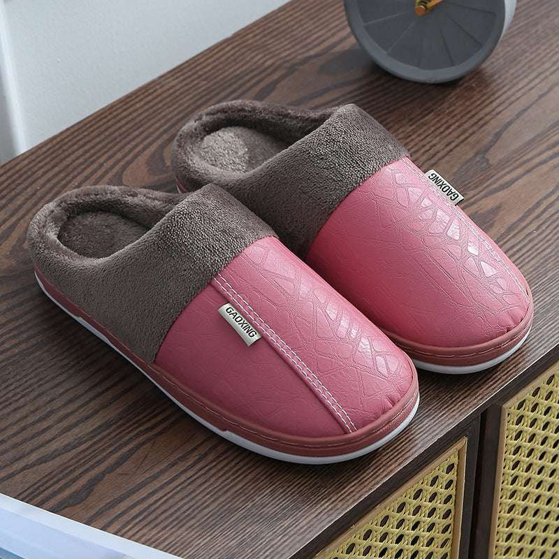 Waterproof Fur Slides Shoes Women Winter Bedroom Home Slippers For Couple - globaltradeleader