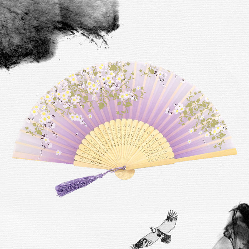 Folding Fan Bamboo Ancient Style Han Chinese Clothing Chinese Style Small Fan