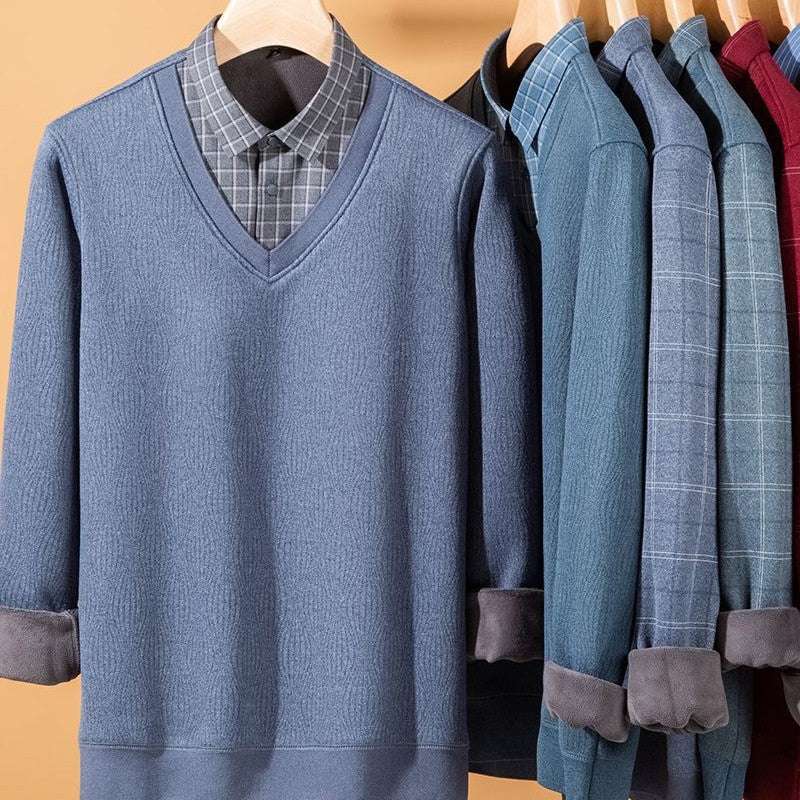 Winter Fleece False-two-piece Warm Shirt