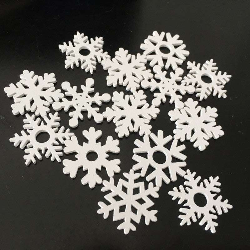 Wooden Crafts White Snowflake Christmas Series Wood Chips