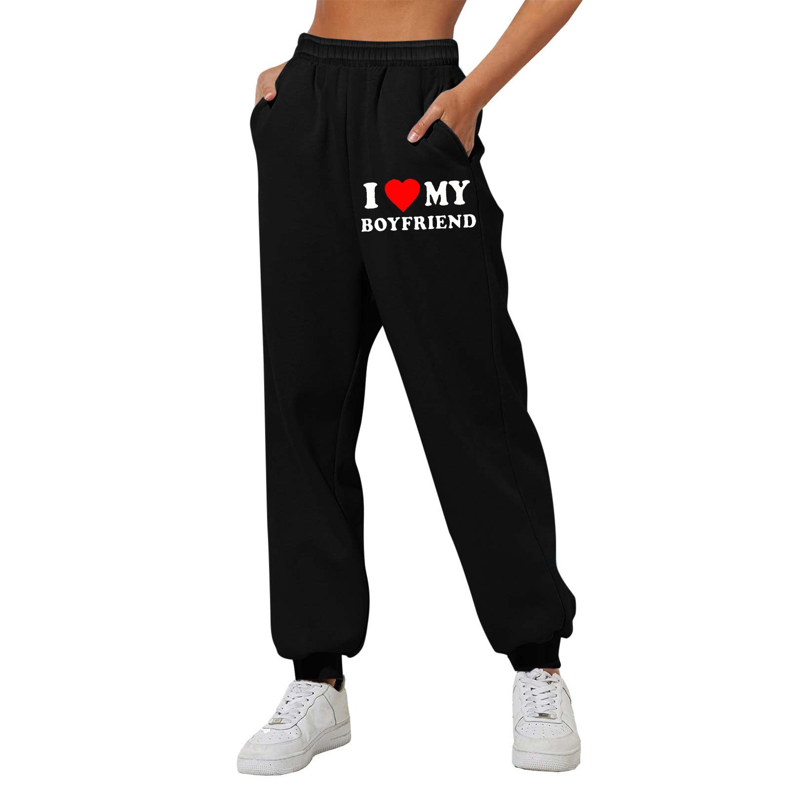 I Love MY BOYFRIEND Printed Trousers Casual Sweatpants Men And Women Sports Pants - globaltradeleader