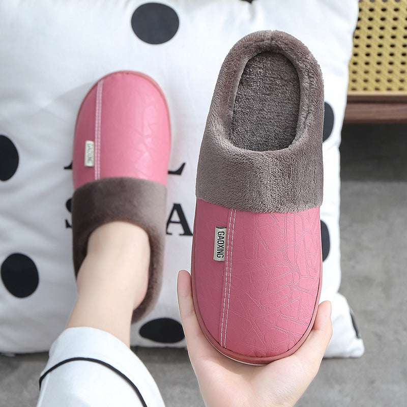 Waterproof Fur Slides Shoes Women Winter Bedroom Home Slippers For Couple - globaltradeleader