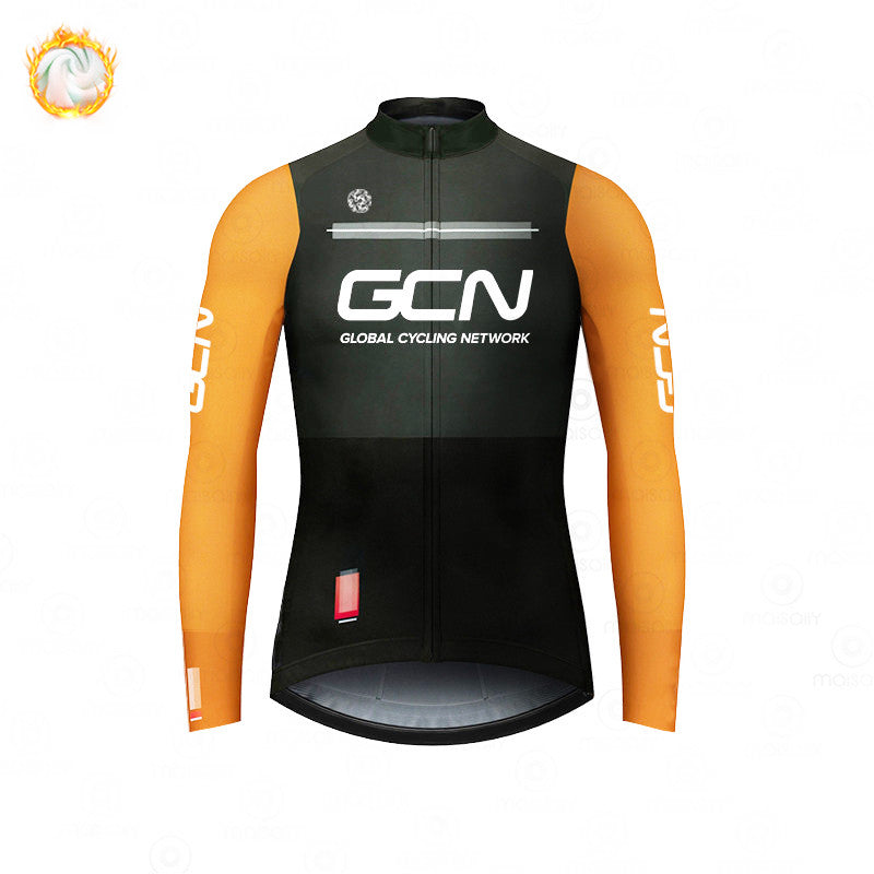 GCN Fleece Long Sleeve Cycling Jersey Cycling Jersey Running MTB Winter New Series