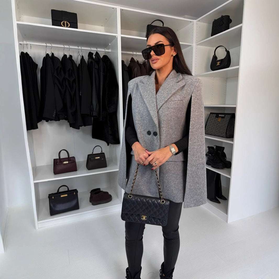 Fashion Solid Color Loose Shawl Coat - globaltradeleader