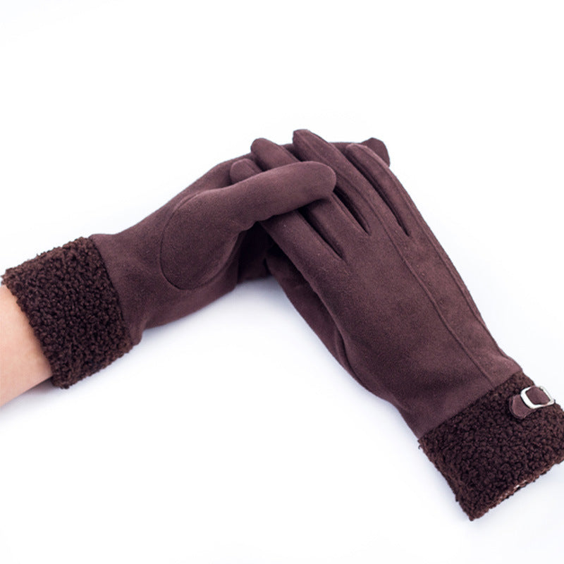 Warm Gloves Women's Winter Touch Screen Riding Plus Velvet Thickening