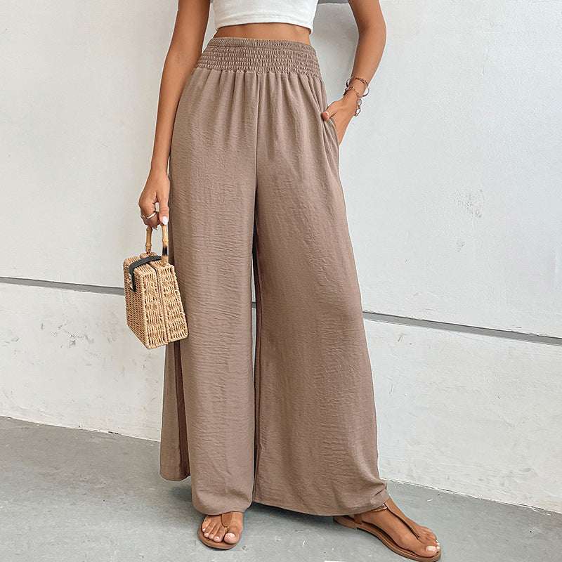 Trousers Autumn Casual Elastic Pocket Wide Leg Pants - globaltradeleader