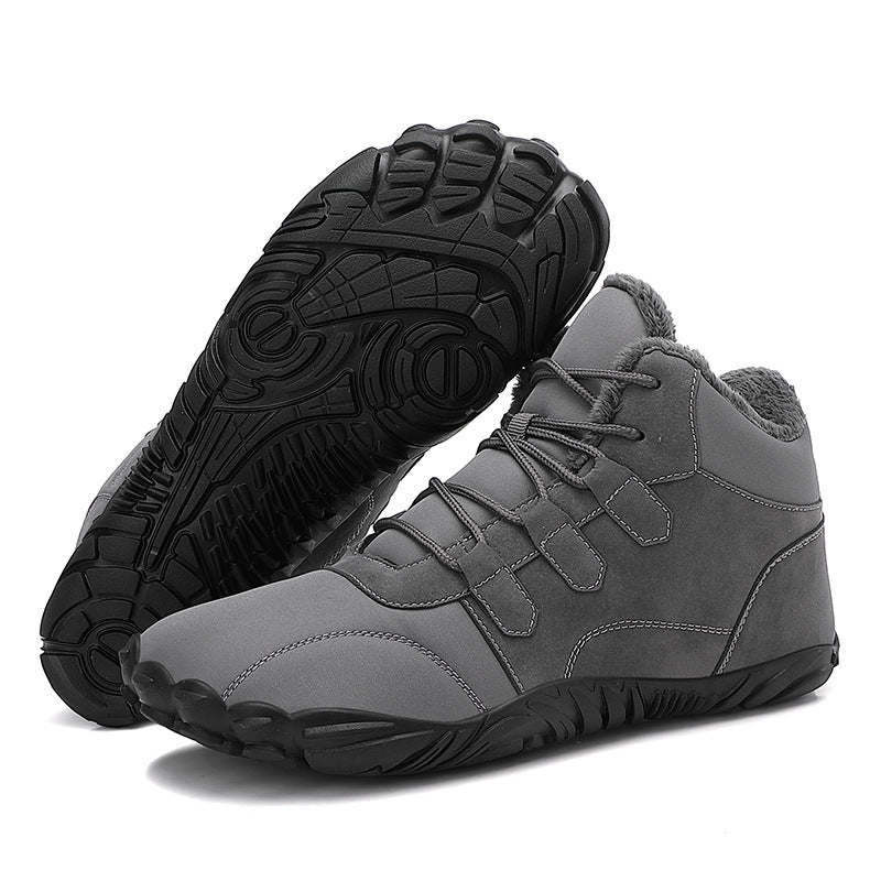 Outdoor Winter Snow Boots Men's Waterproof Bare Feet Five-finger Cotton Shoes Fleece Lined Padded Warm Keeping - globaltradeleader