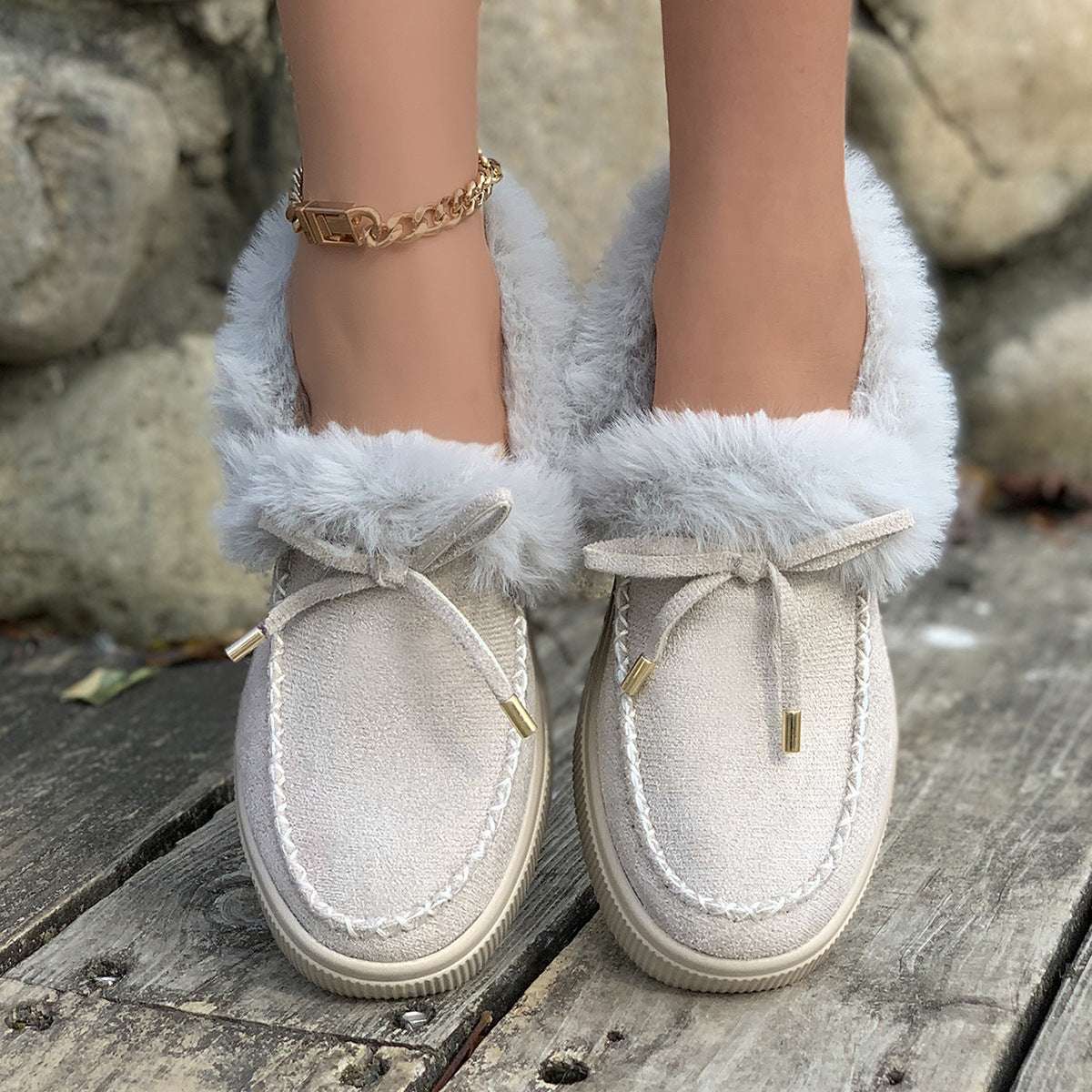 Winter Round Head Thick Bottom Velvet Warm Cotton Shoes Women - globaltradeleader