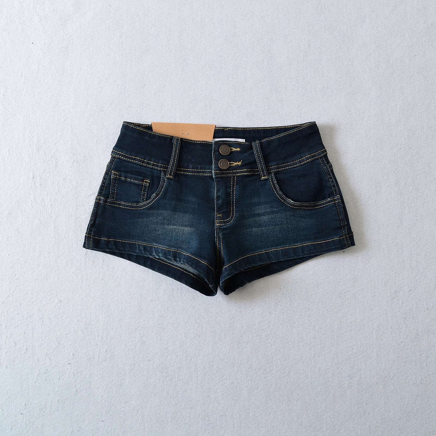 European And American Style Two-button Distressed Tight Stretch Denim Shorts - globaltradeleader
