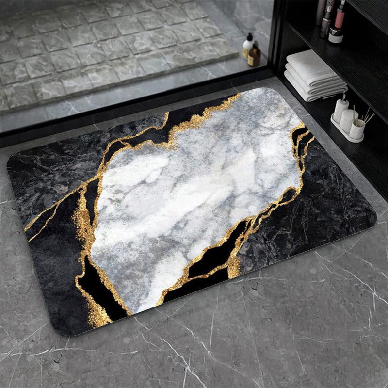 Nordic Light Luxury Marbling Diatom Ooze Absorbent Non-slip Floor Mat Toilet Door Quick-drying Feet - globaltradeleader