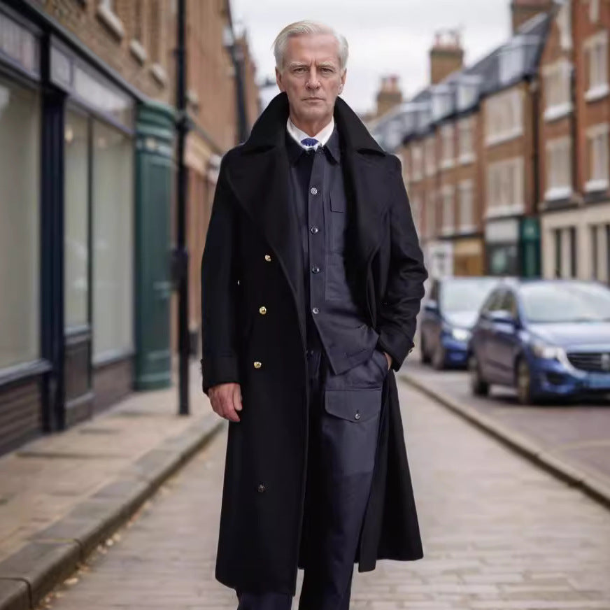 Men's Woolen Ultra-long Overcoat Overknee Fashion - globaltradeleader
