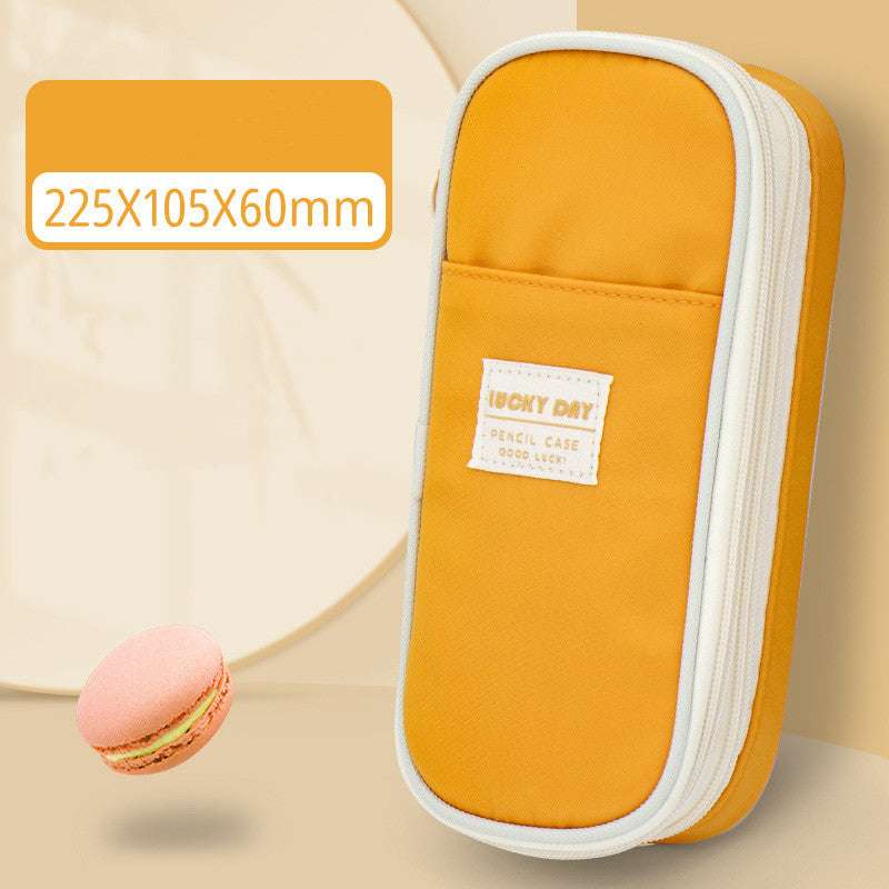 Simple Solid Color Large Capacity Canvas Pencil Bag Stationery Box