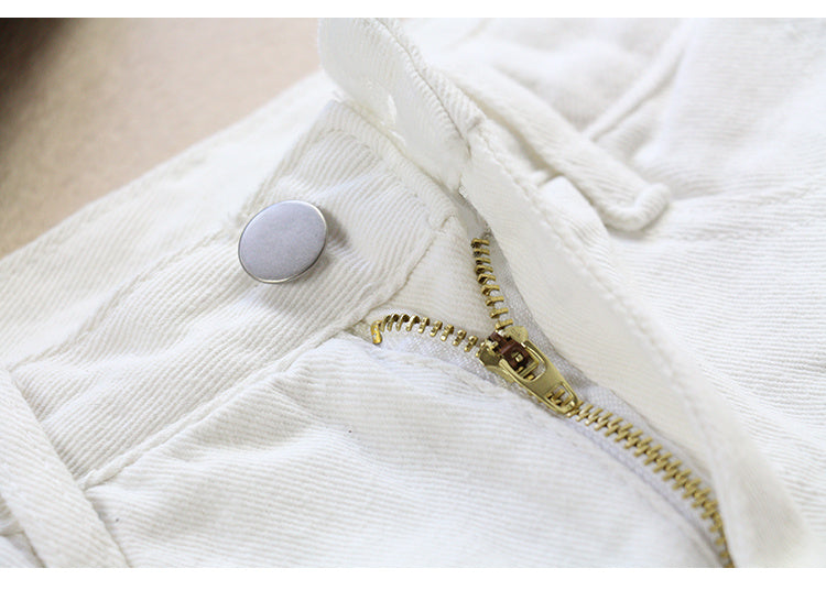 Ripped White Denim Skirt Women's Spring And Summer - globaltradeleader