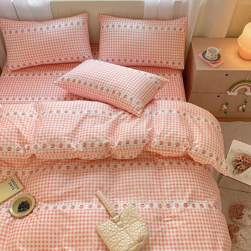 Printed Cartoon Girl Quilt Cover Cotton Four-piece Bed Sheet
