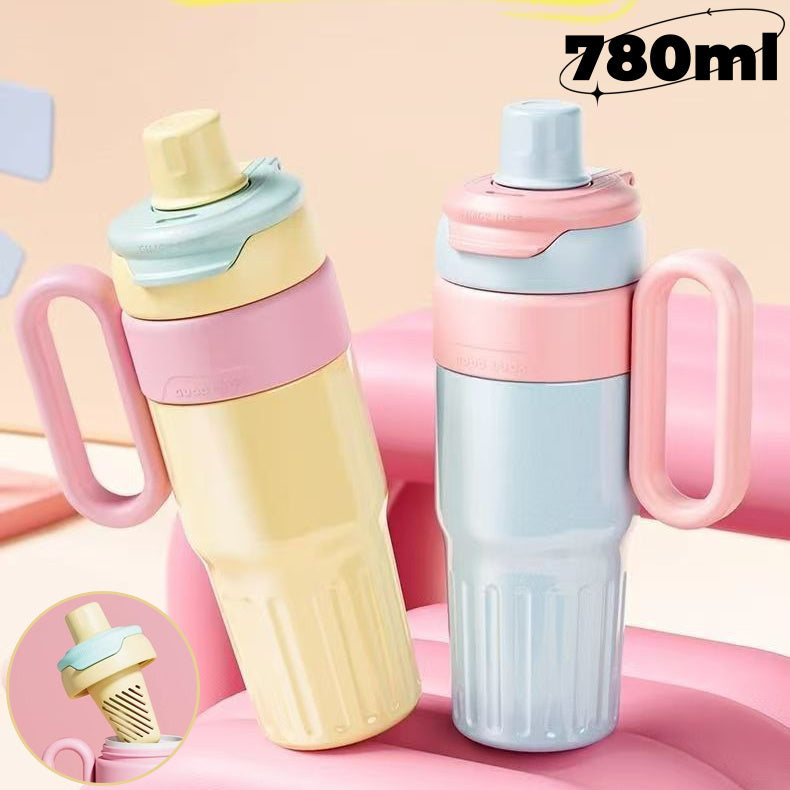 780ml Gradient Double Drink Thermal Cup Stainless Steel With Lid Coffee Cup Thermos Large Capacity Straw Cup For Male And Female - globaltradeleader