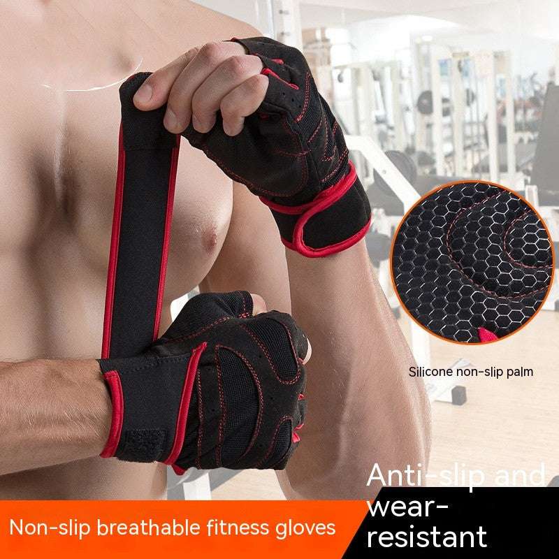 Outdoor Weightlifting Mountaineering Basketball Sports Half Finger Sports Dumbbell Training Lengthened Fitness Gloves - globaltradeleader