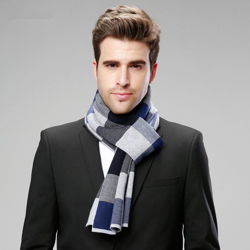 Classic And Fashionable British Checked Cashmere Scarf For Men's Warmth