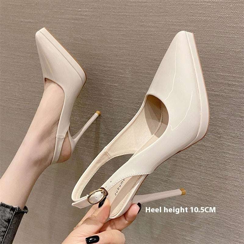 Pointed-toe Stiletto Shoes Sexy Super High Heel Toe Cap Slingback Sandals - globaltradeleader