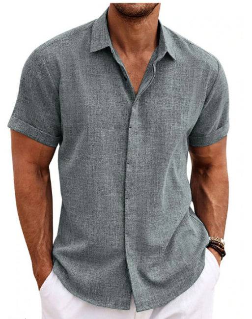 Men's Linen Short Sleeved T-shirt Loose Fitting - globaltradeleader