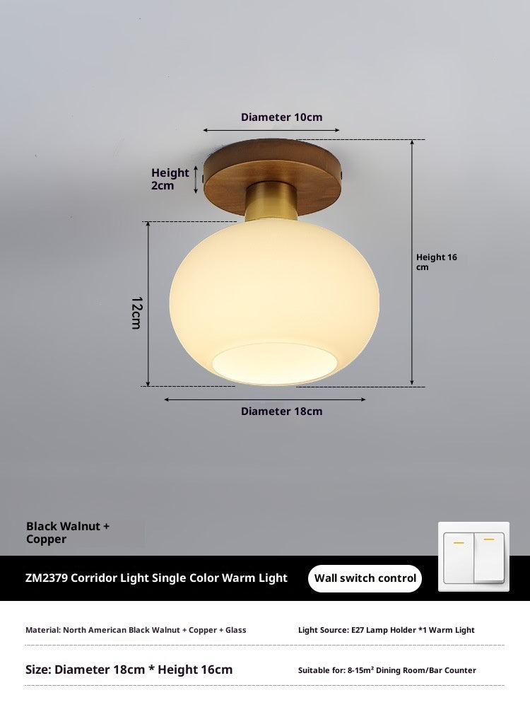 Chinese Style Simple And Light Luxury Walnut Brass Ceiling Lamp - globaltradeleader